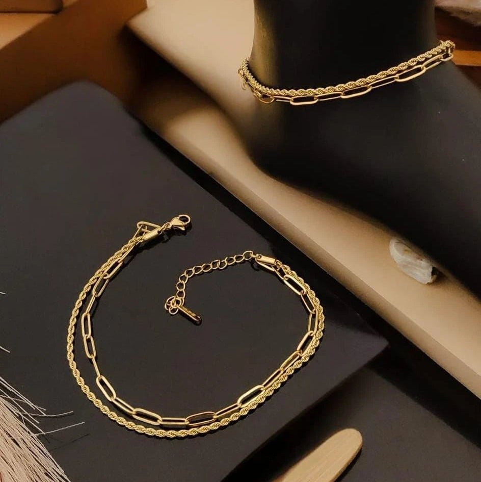 Double Layer Chain Gold Ankle