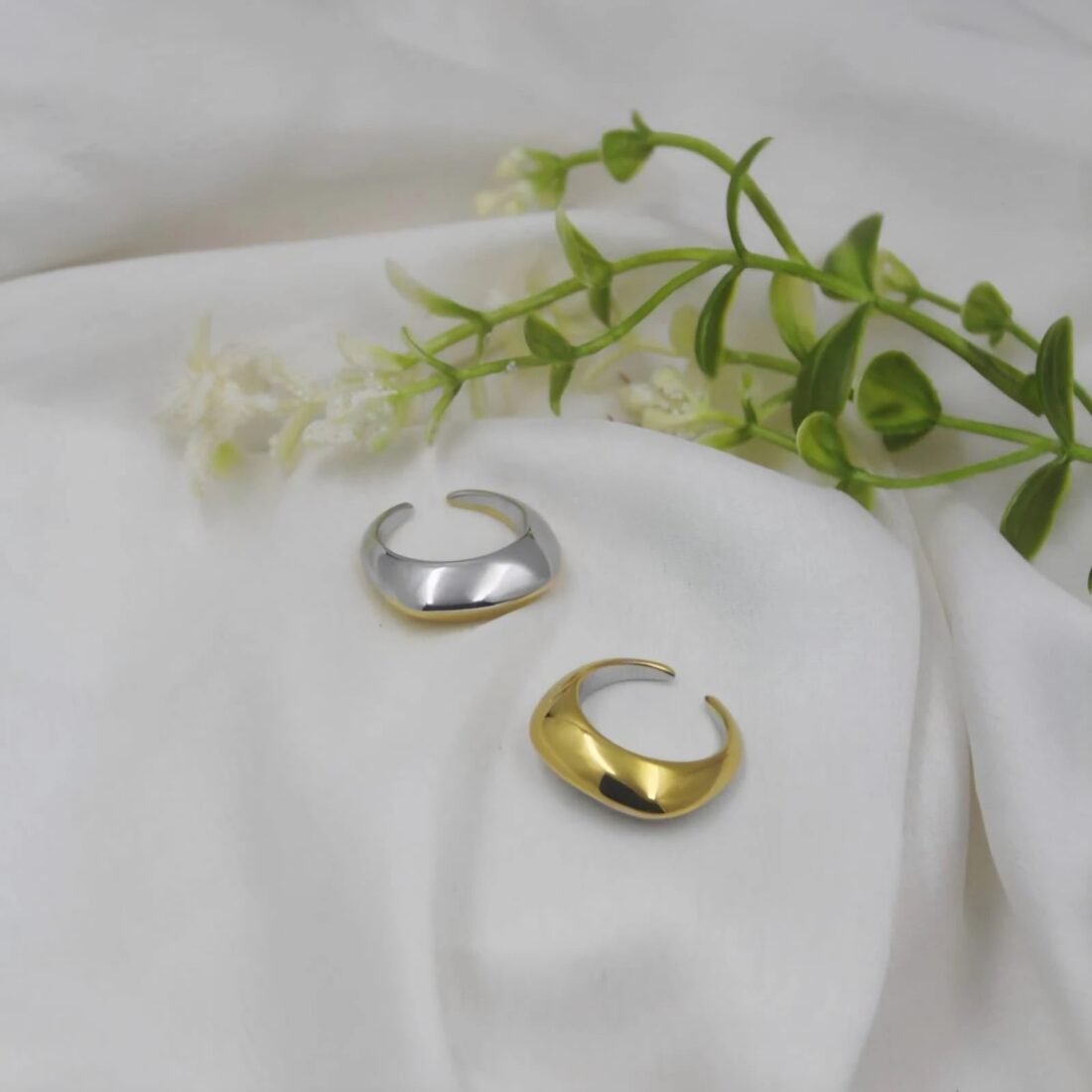 Dual Luna Dome Two-Tone Ring