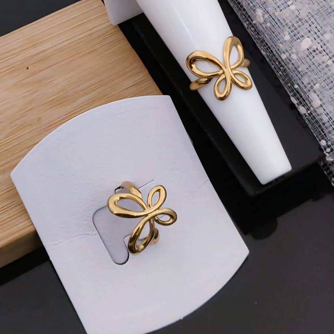 Elara Bow Sculpted Gold Ring