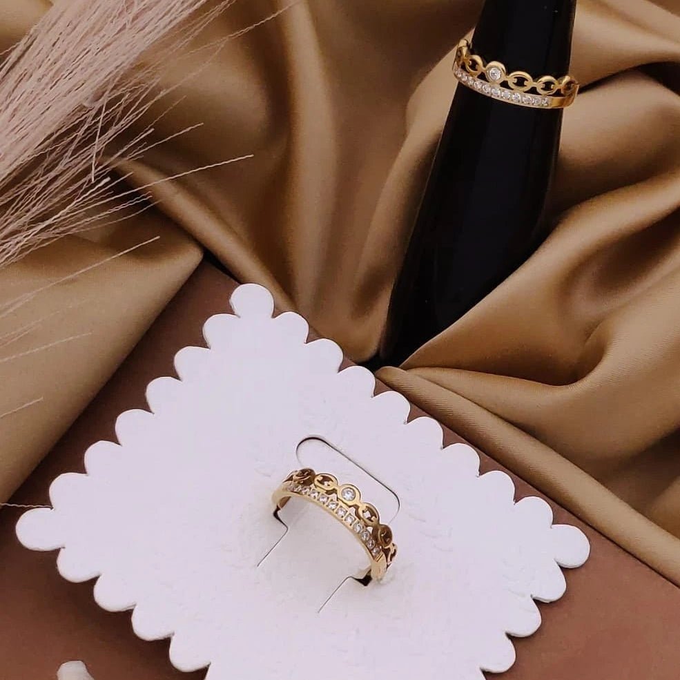 Elegant Dual Row Chain Crystal Ring