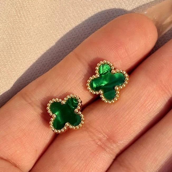 Emerald Clover Stud Earrings