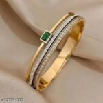 Emerald Line Crystal Gold Kada