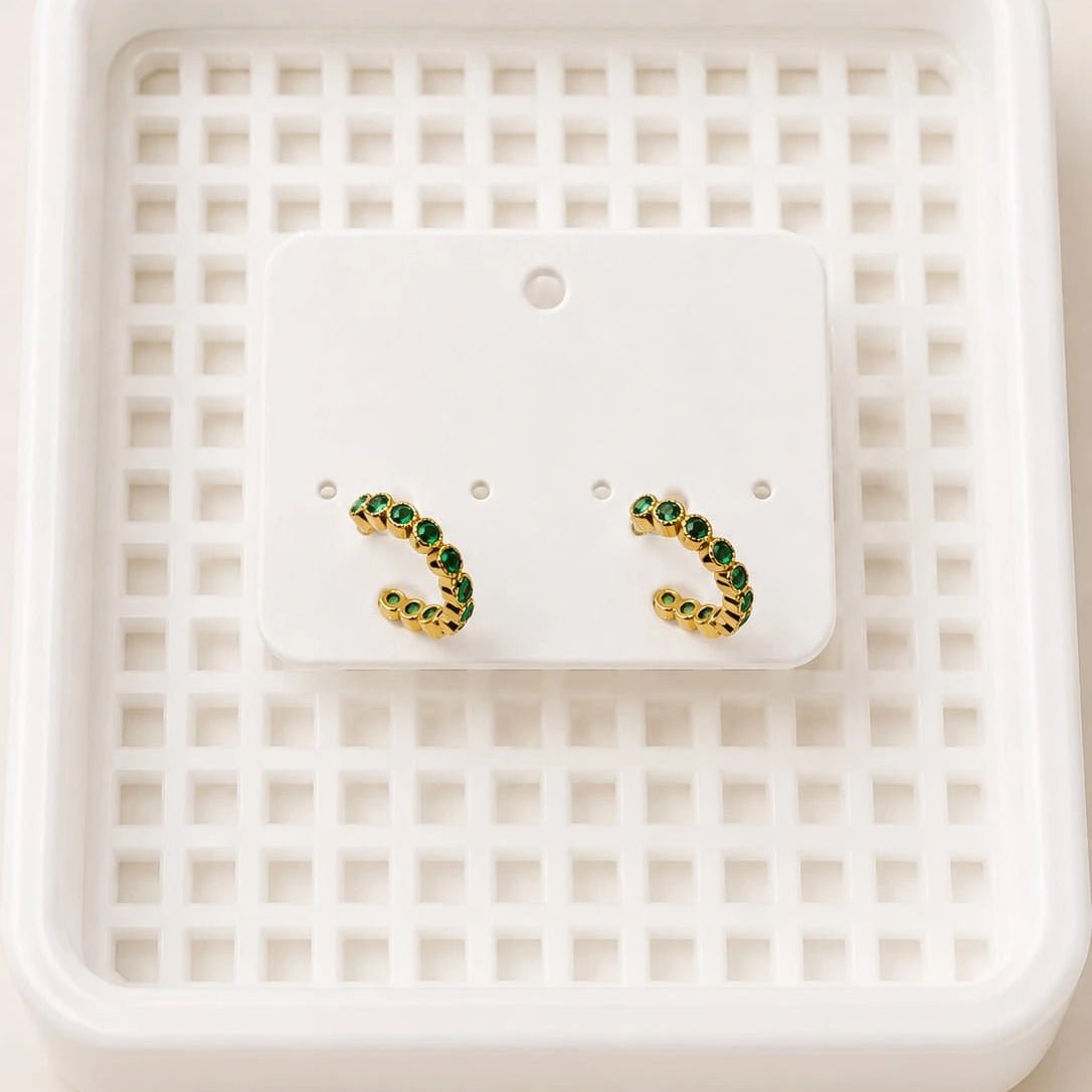 Emerald Glow Huggie Earrings