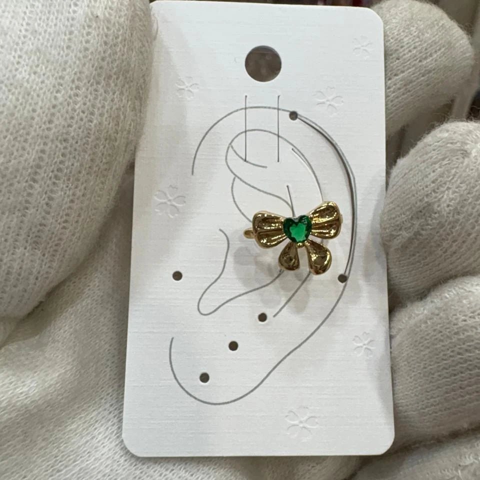 Emeralis Heart Bow Ear Cuff