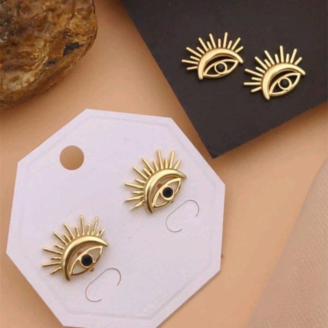 Evil Eye Sunburst Stud Earrings