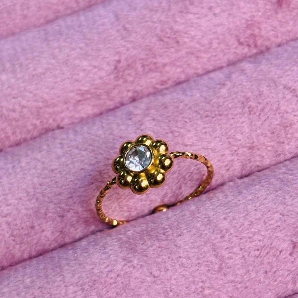 Floral Bloom Crystal Ring
