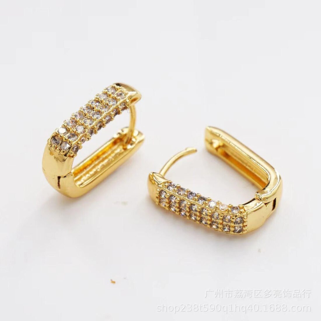 Glamour Pavé Gold Hoop Earrings