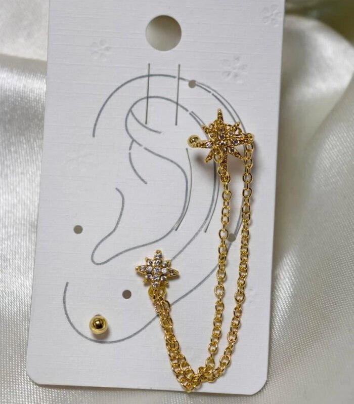 Gold Star Chain Ear Cuff  Earring