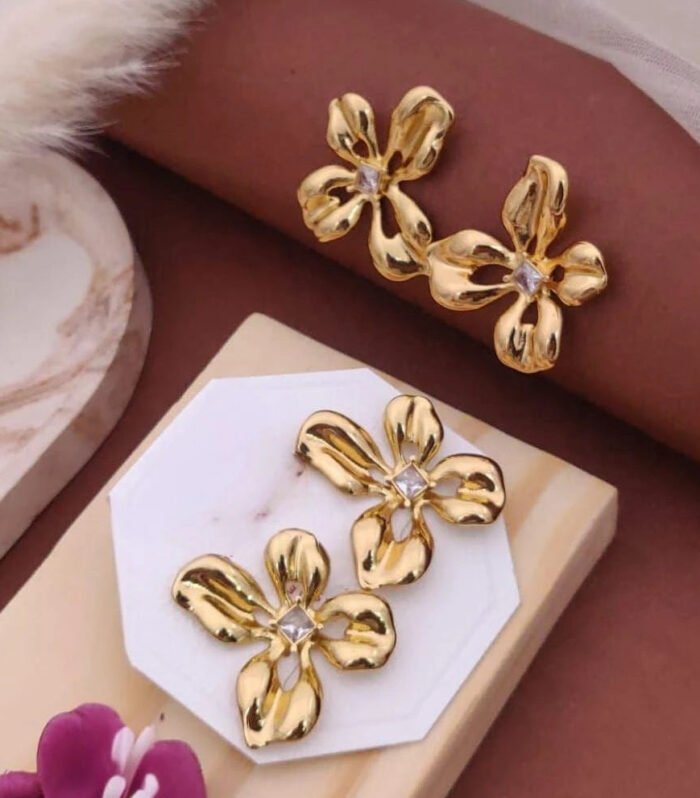 Golden Bloom Flower Earrings