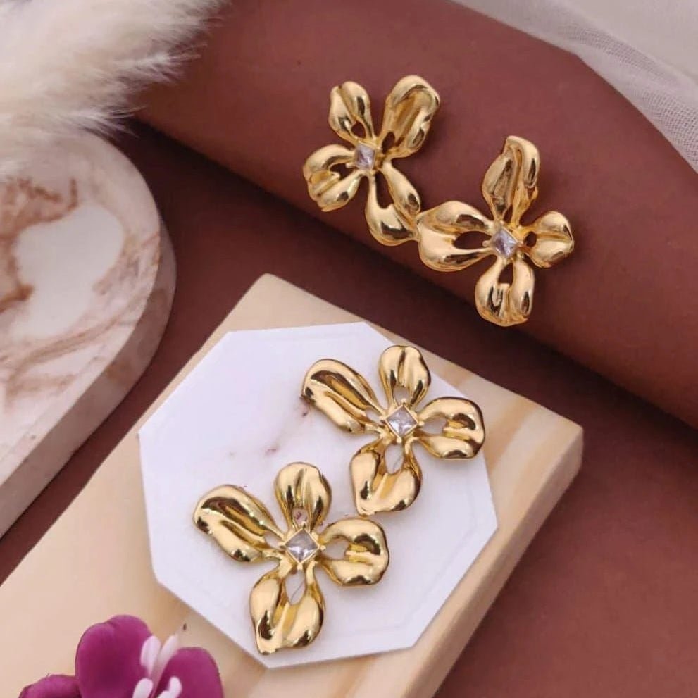 Golden Bloom Flower Earrings