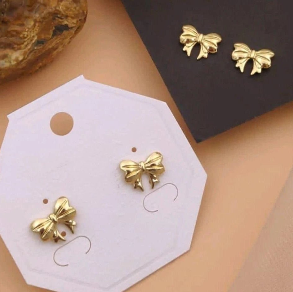 Golden Bow Knot Stud Earrings