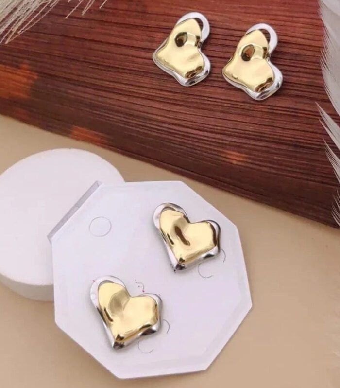 Golden Heart Duo Stud Earrings