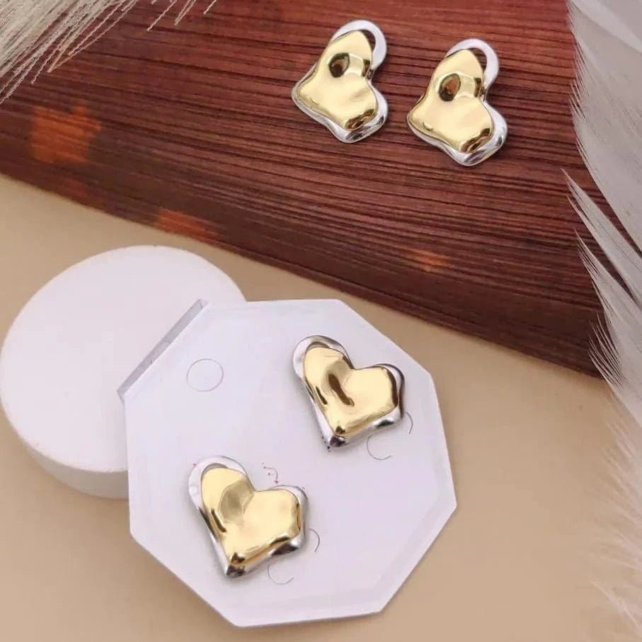 Golden Heart Duo Stud Earrings
