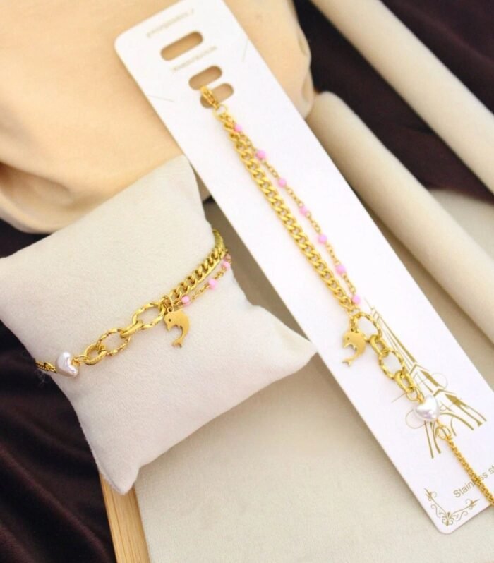 Golden Pearl Charm Bracelet