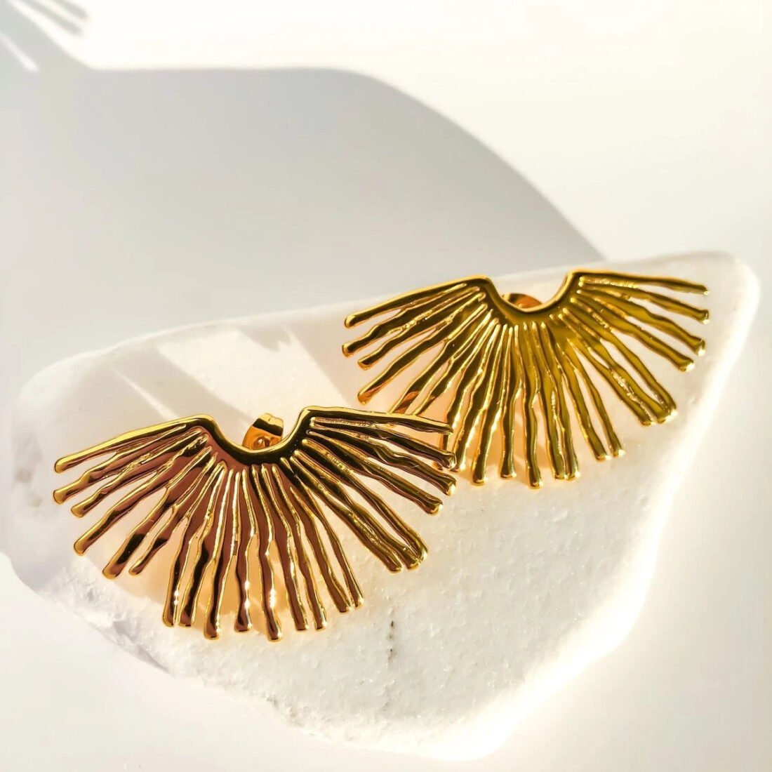 Golden Radiant Fan Earrings