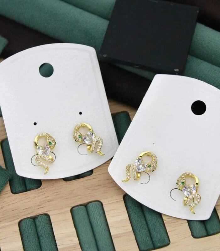Golden Serpent Crystal Earrings