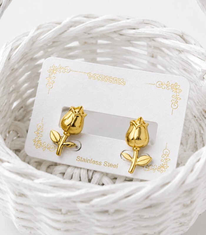 Golden Tulip Stud Earrings