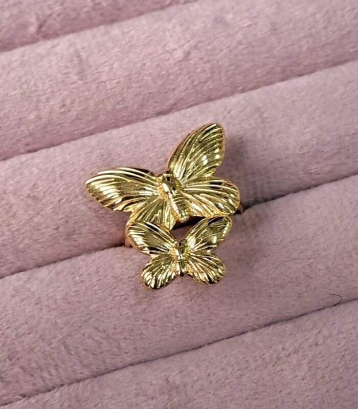 Golden Butterfly Duo Ring
