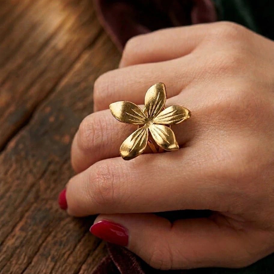 Golden Blossom Statement Ring