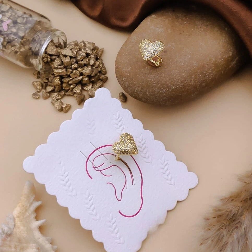 Golden Heart Glow Cuff Earrings
