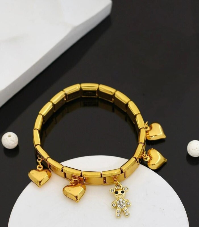 Golden Heart & Teddy Charm Kada