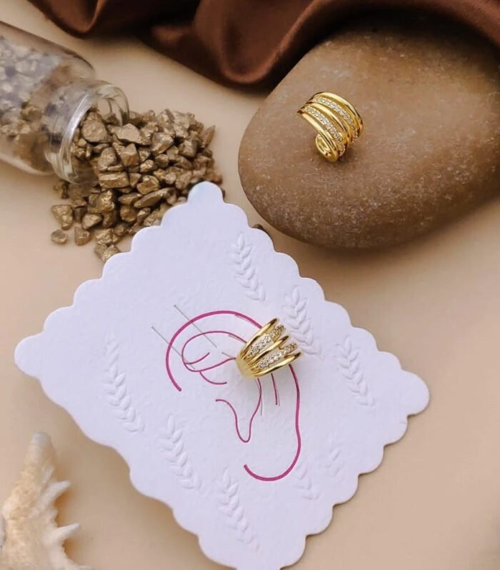 Golden Ripple Crystal Cuff Earrings