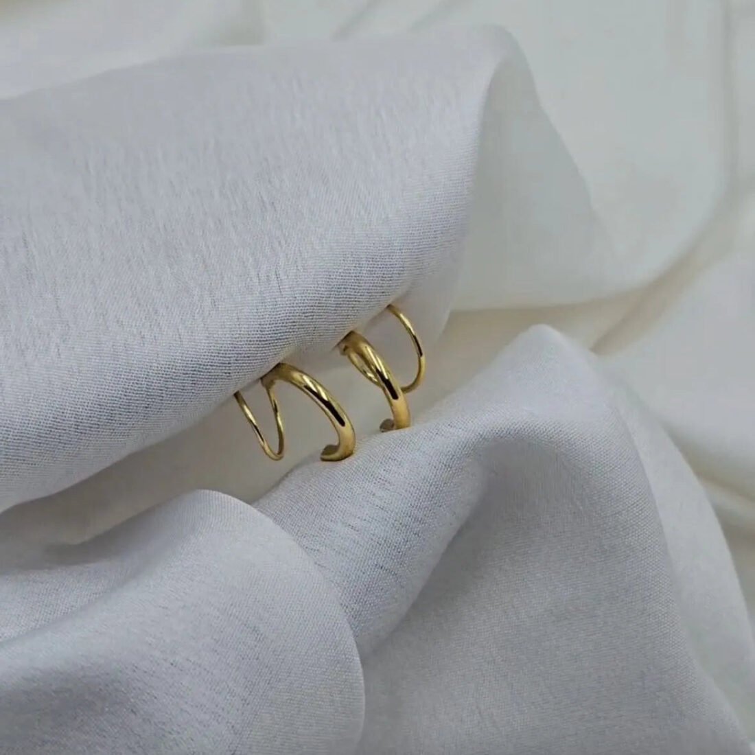 Golden Sculpted Hoop Earrings
