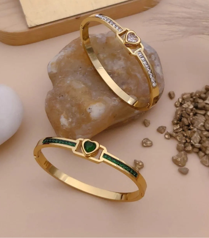 Heart Stone Dual Tone Gold Kada