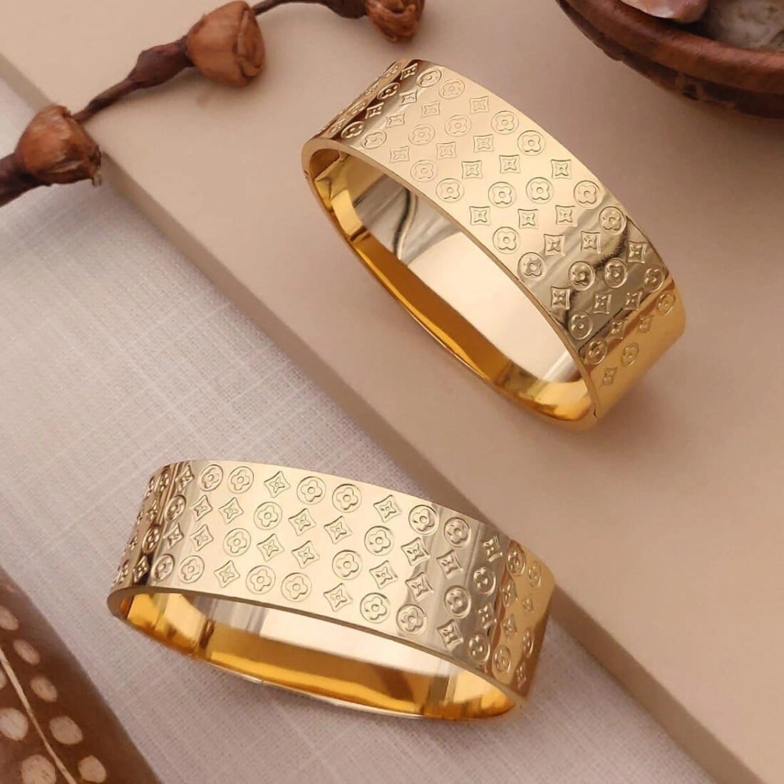 Luxora Monogram Gold Kada