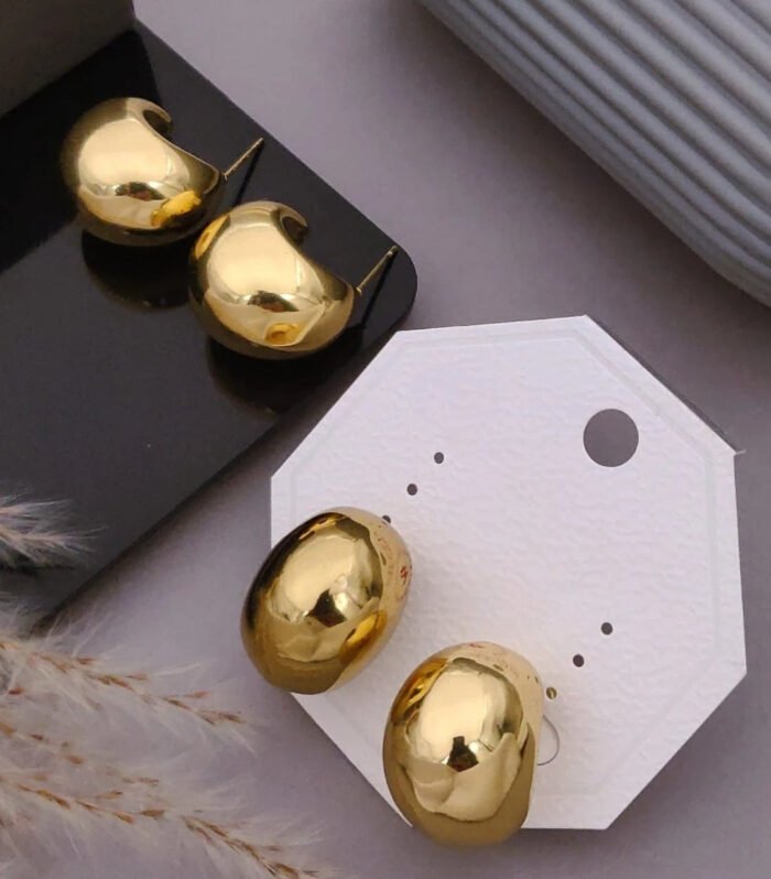 Luxury Golden Dome Stud Earrings