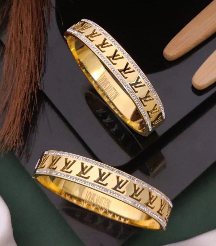 Luxury Monogram Crystal Gold Kada