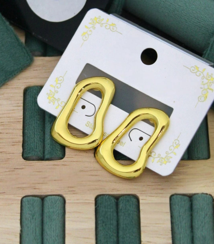 Modern Golden Loop Statement Earrings