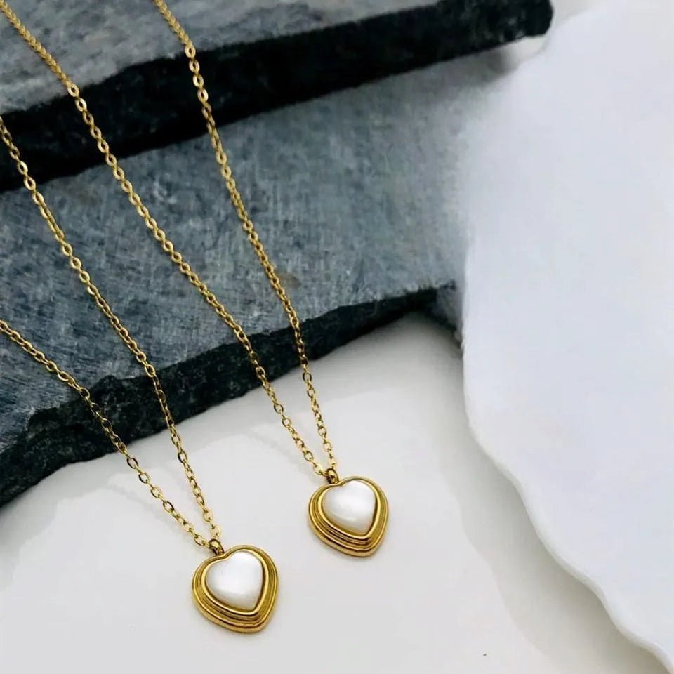 Heart Shaped Mother-of-Pearl Pendant Necklace