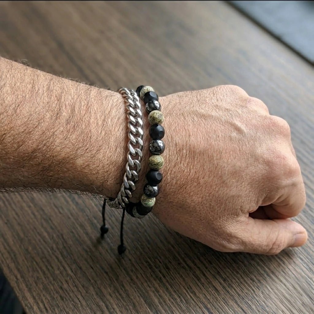Onyx Steel Men’s Bracelet Stack