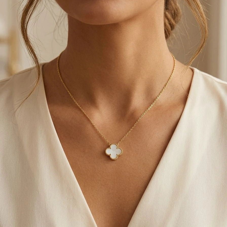 Pearl Clover Charm Necklace (Mini)