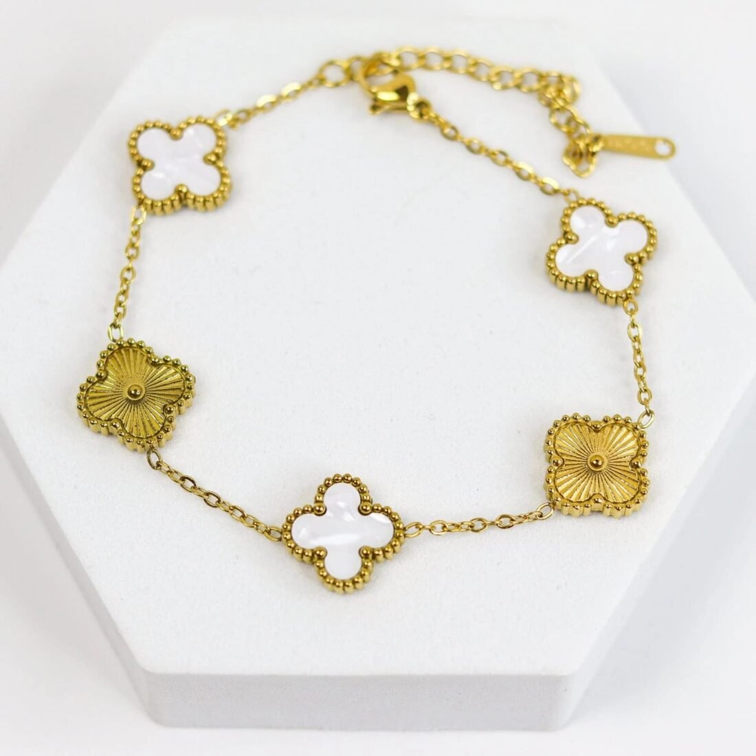 Pearl Floral Clover Bracelet