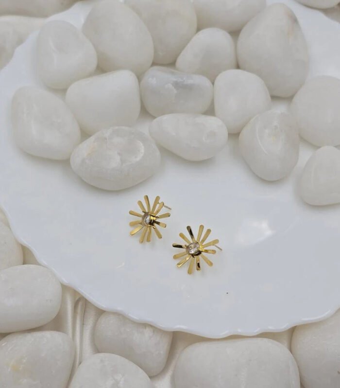 Radiant Sunburst Crystal Stud Earrings
