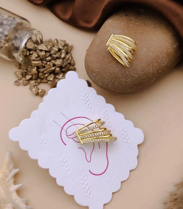 Radiant Fan Crystal Cuff Earrings