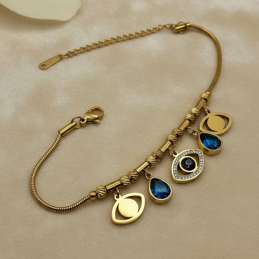 Royal Blue Evil Eye Charm Bracelet