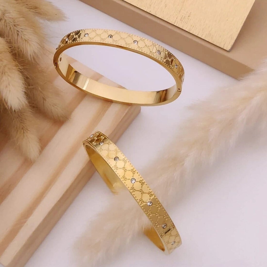 Royal Crystal Engraved Kada