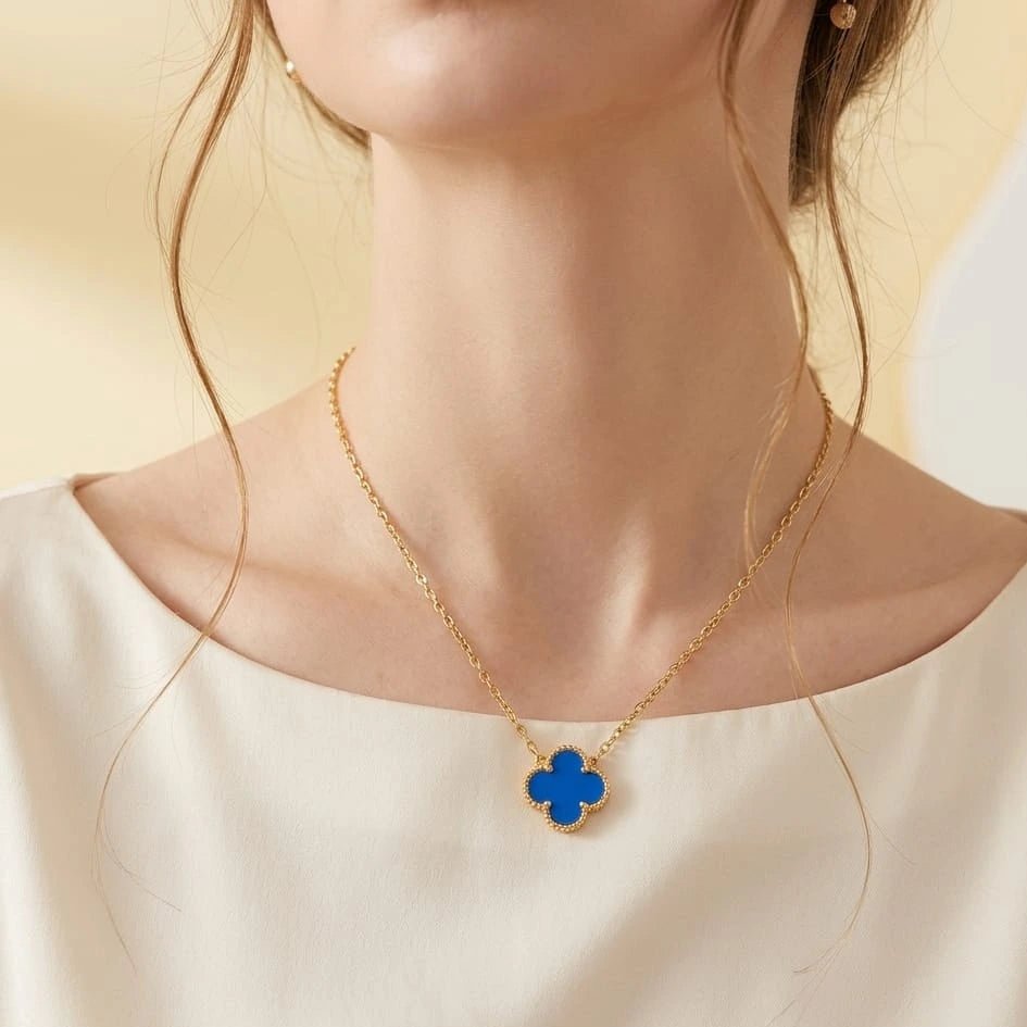Sapphire Clover Charm Necklace