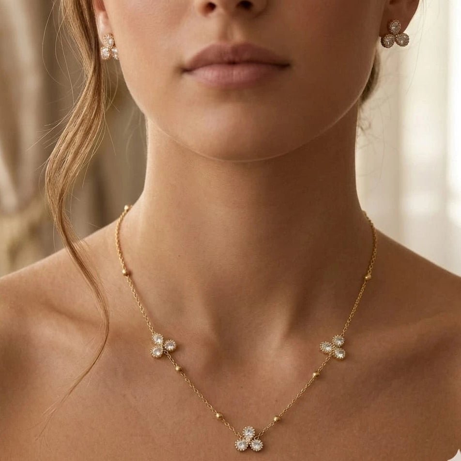 Serena Blossom Crystal Necklace & Stud Earring Set