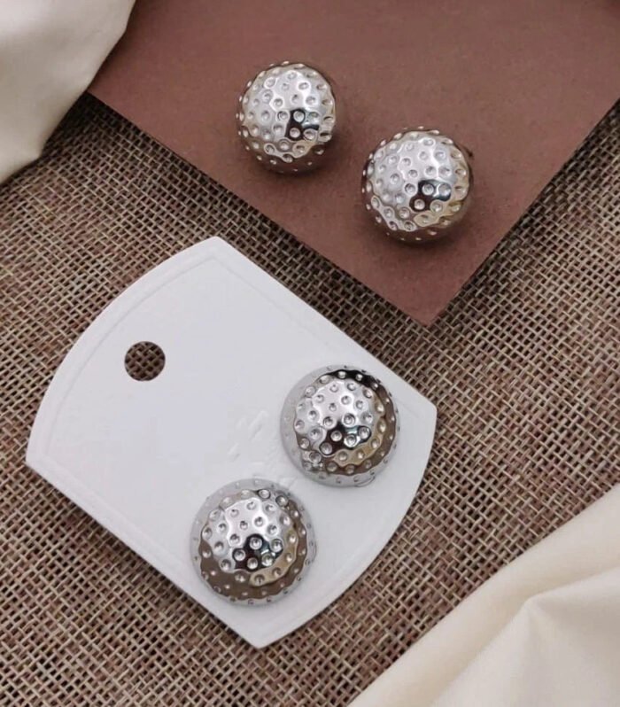 Silver Hammered Dome Earrings