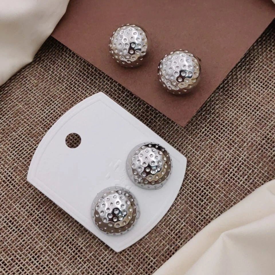 Silver Hammered Dome Earrings