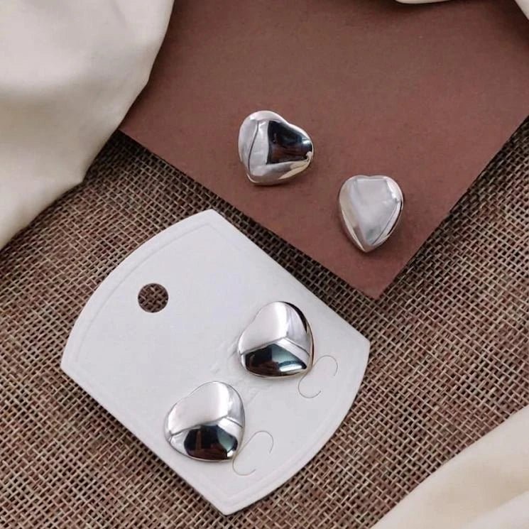 Silver Heart Stud Earrings