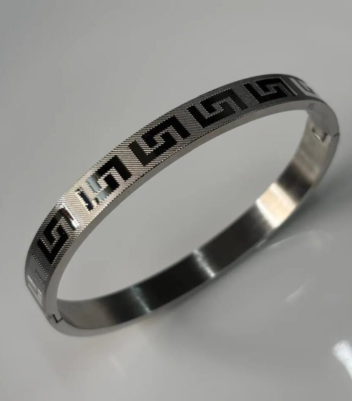Silver Greek Key Kada