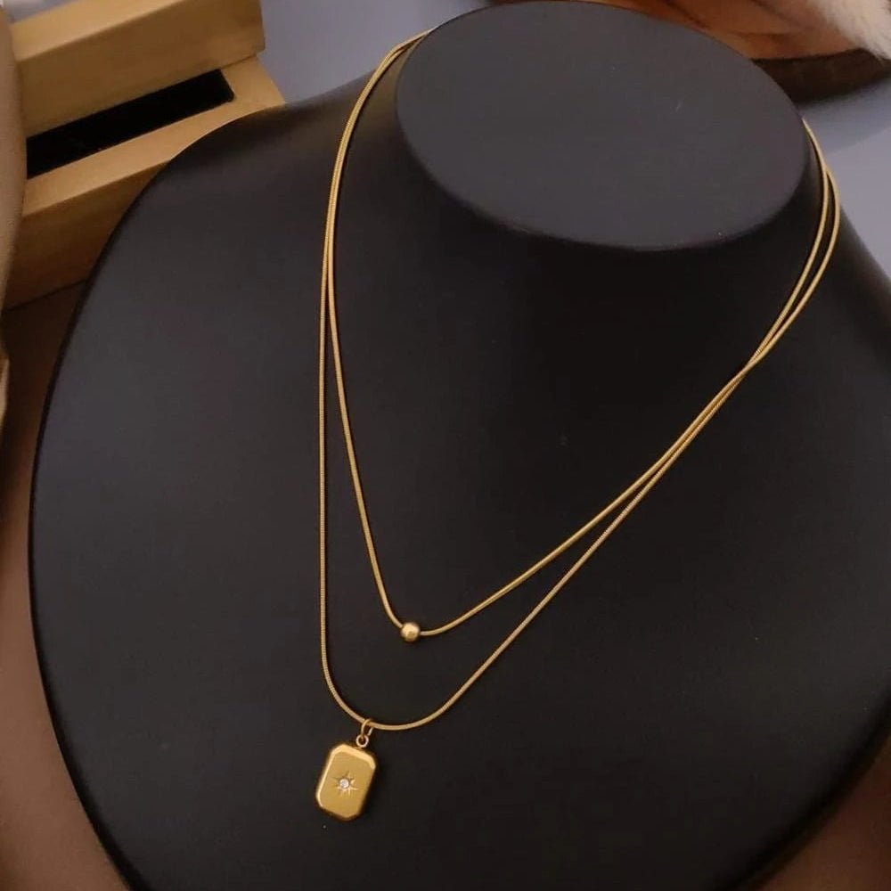 Solara Minimalist Charm Layered Necklace