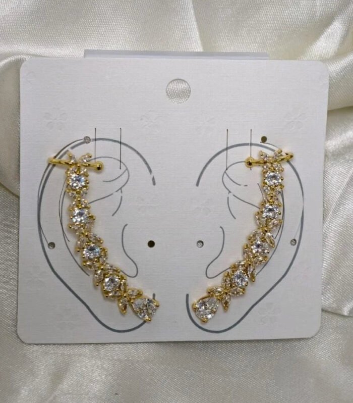 Starlight Blossom Crystal Cuff Earrings