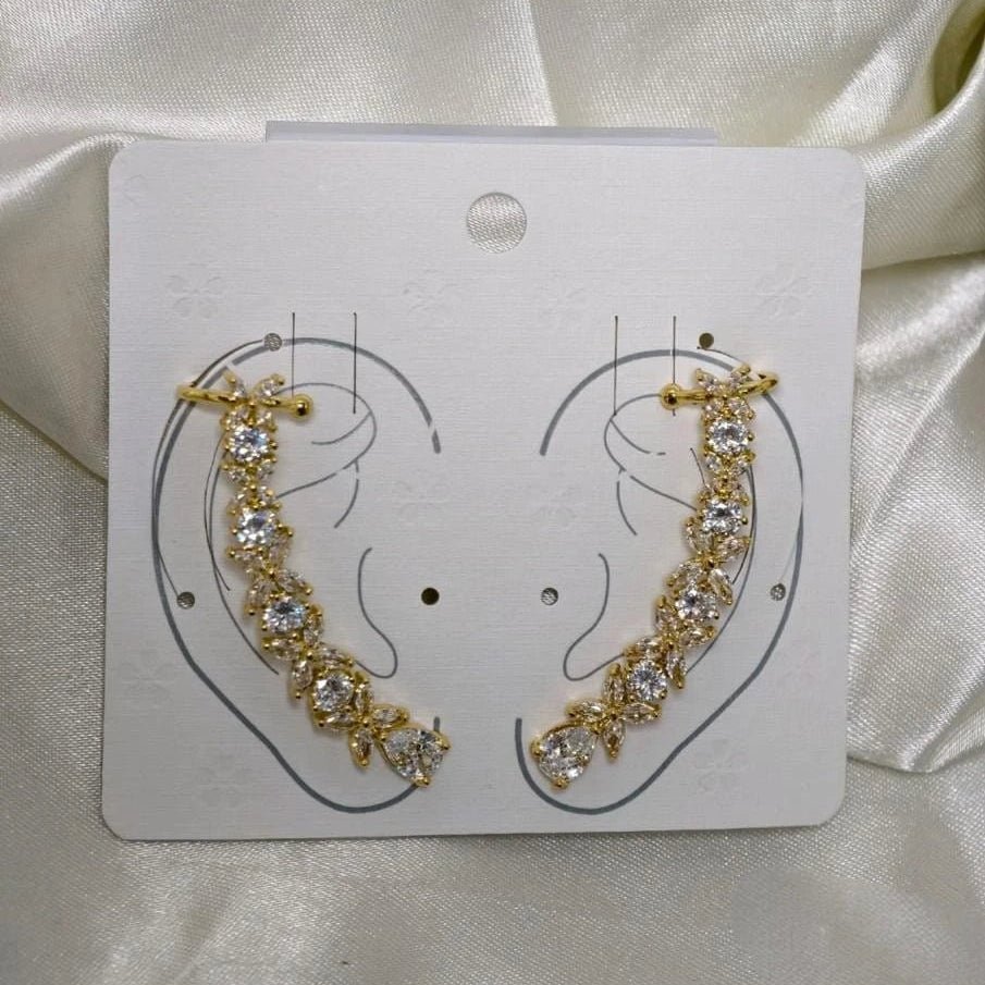 Starlight Blossom Crystal Cuff Earrings