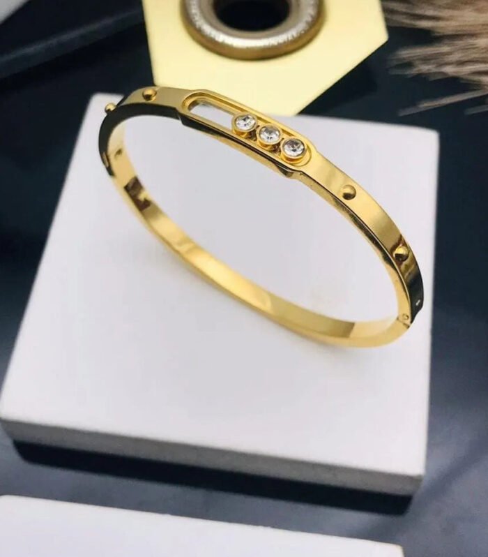 Triple Crystal Modern Gold Kada
